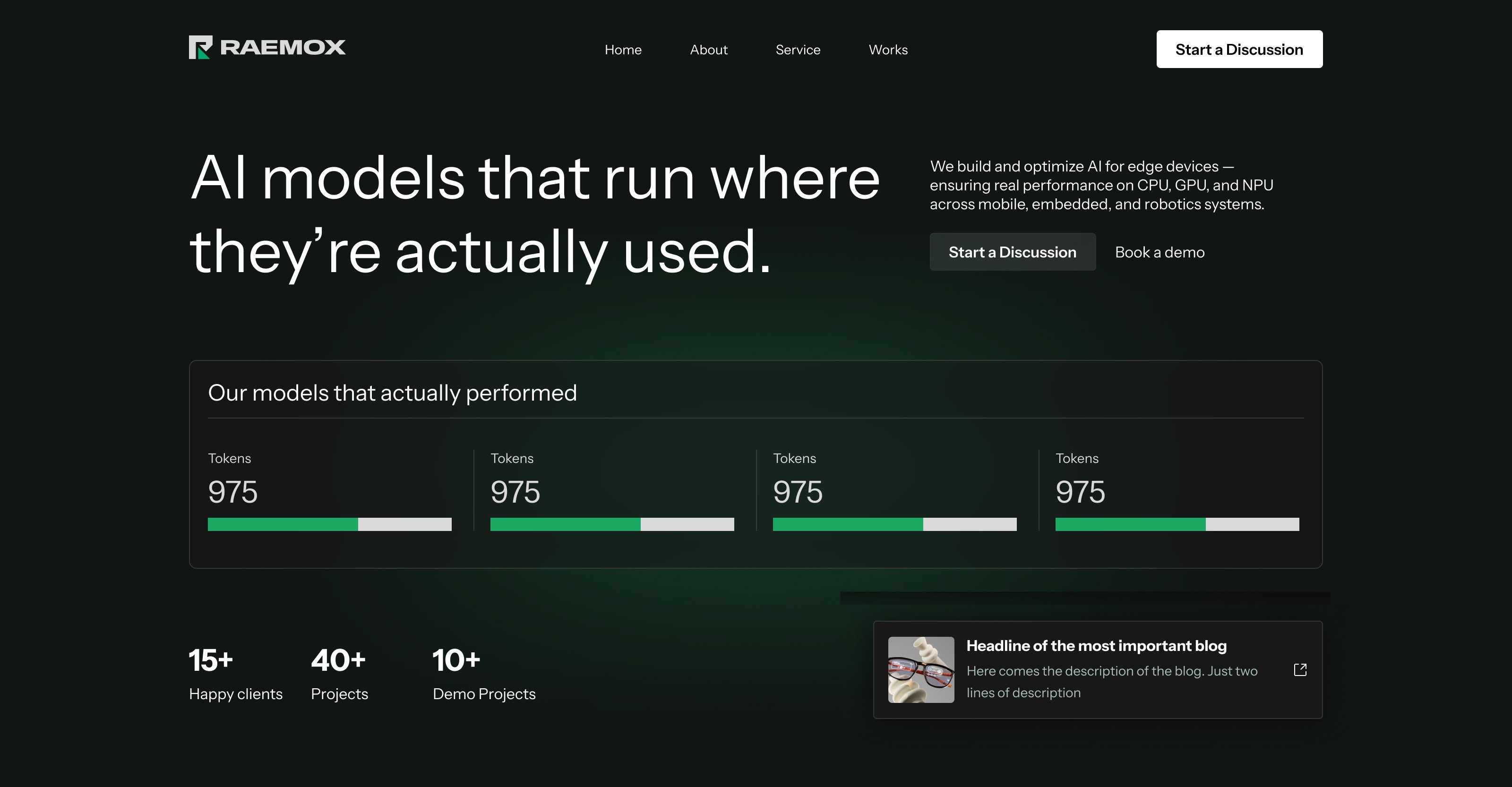 RAEMOX Website Design Hero Section Showcase